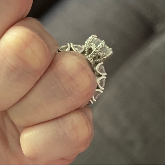 Italo Sterling Silver White Sapphire Eternity Ring - Picture 12 of 16